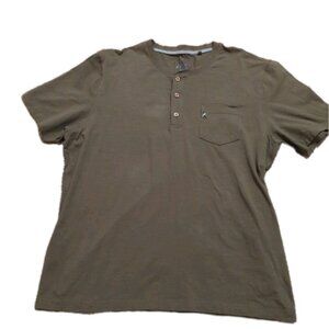 Tailor Vintage Henley Shirt Mens XL green Airotec SS 3 button -lp43